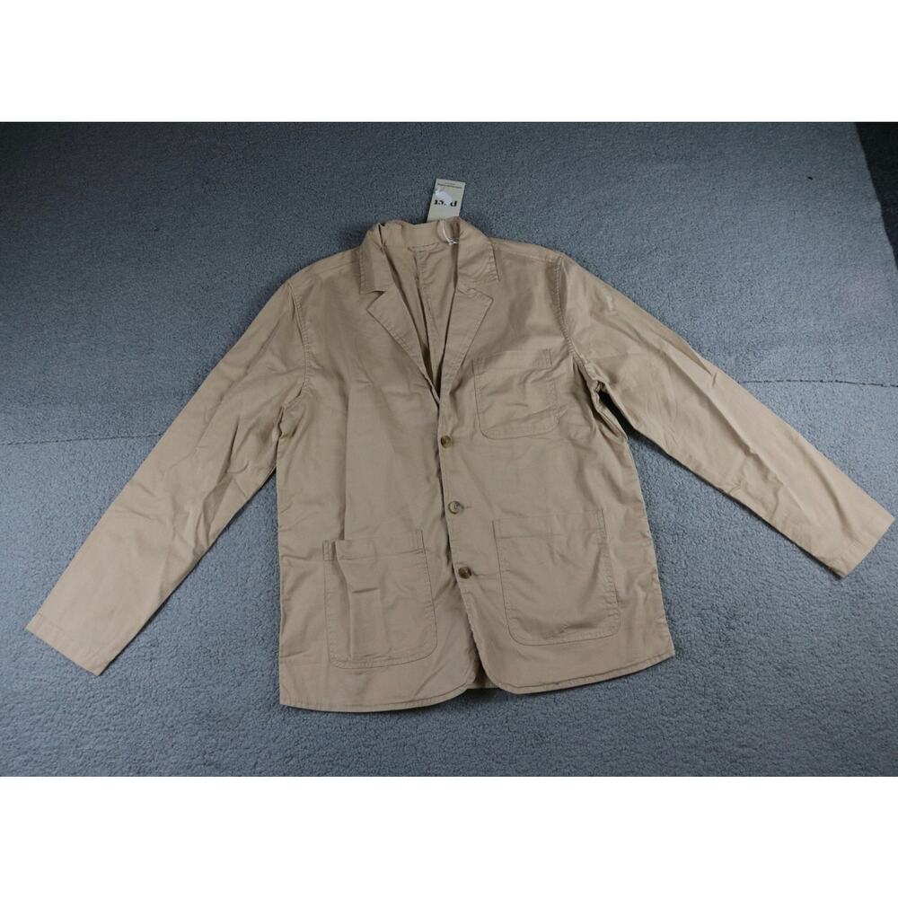 New Pact Organic Mens Blazer M Khaki Brown Boulevard Brushed Twill Blazer